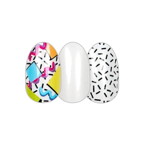 *Retired* Color Street: Totally Rad | 80s Retro White Black Squiggle Shapes Blue - Picture 13 of 14